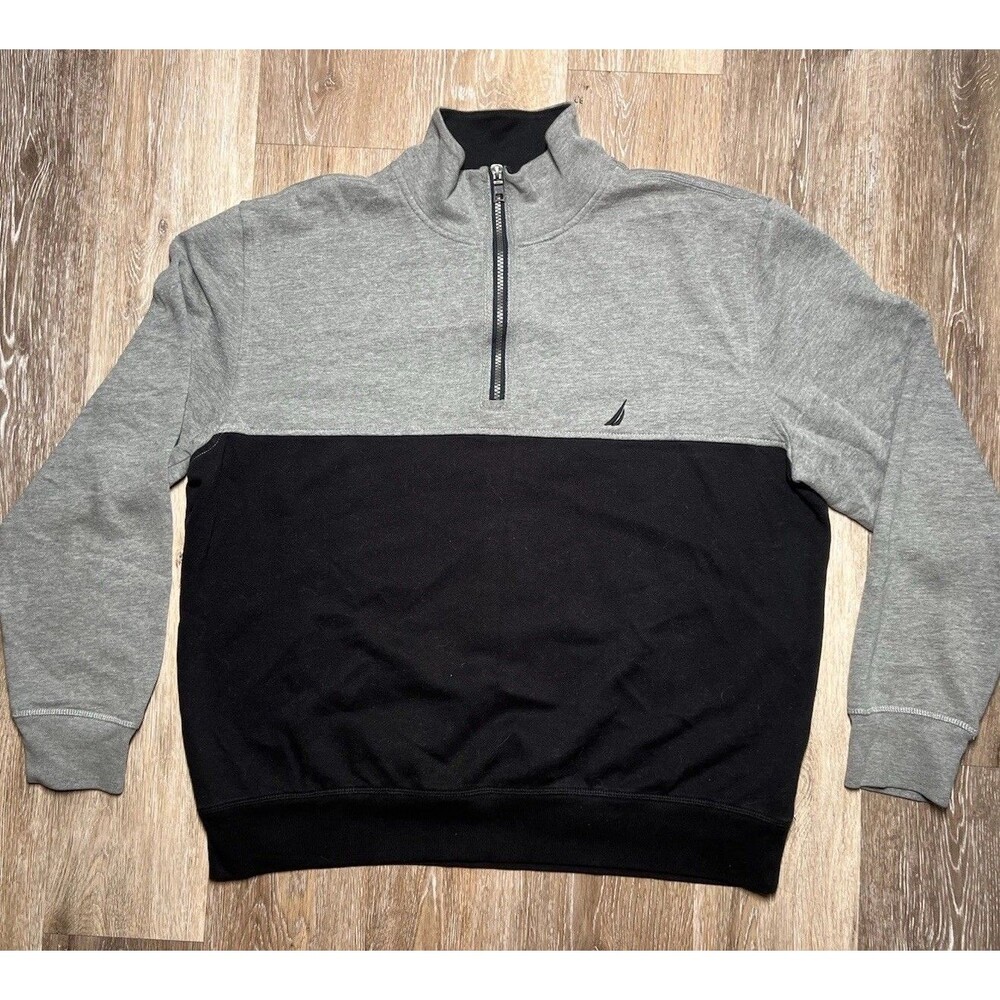 Black Grey Nautica Quarter Zip Pullover Size Xl